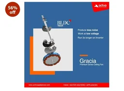 ACTIVA Gracia 1200mm Ceiling Fan with LED Light | 5 Star Energy Saving BLDC Motor | Remote Control, Reversible Mode & Timer | 3 Blade High Speed Ceiling Fan | 4 Year Warranty | Sparkle Blue