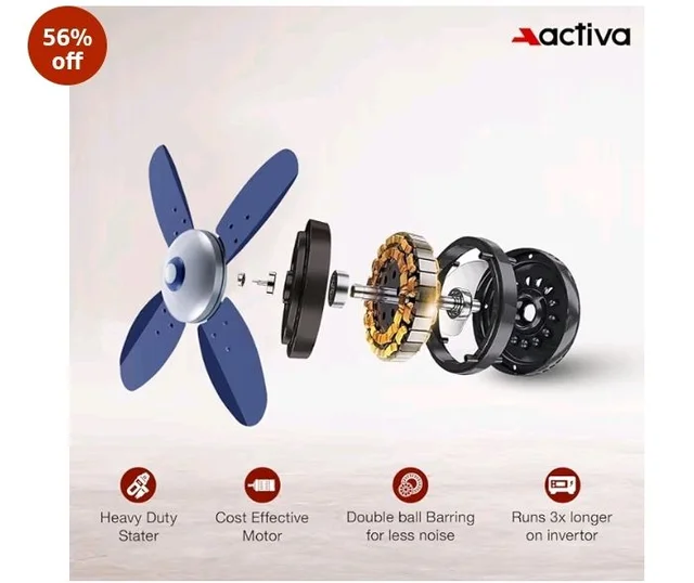 ACTIVA Gracia 600 MM BLDC Ceiling Fan | 4 Blades | 28 Watt | Noiseless Motor with LED Light | Remote Control | Reversible Mode, Timer, Energy Saving, come with 5 Years Warranty (Sparkle Blue)