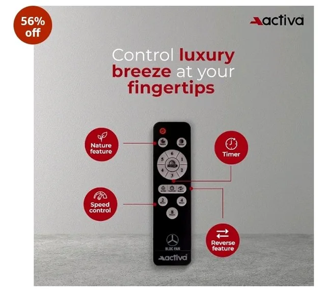 ACTIVA Gracia 600 MM BLDC Ceiling Fan | 4 Blades | 28 Watt | Noiseless Motor with LED Light | Remote Control | Reversible Mode, Timer, Energy Saving, come with 5 Years Warranty (Sparkle Blue)