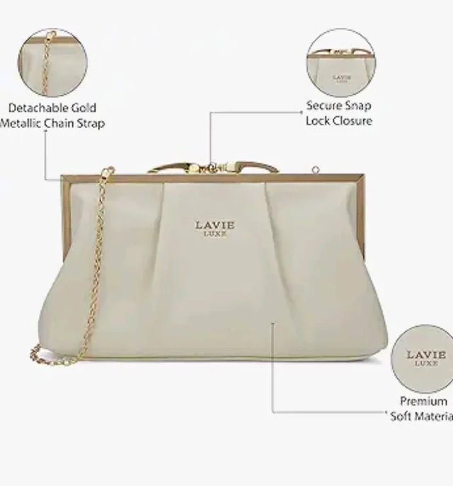 Lavie Luxe Women's Pleato 2-Compartment Frame Cross Body Sling Bag | Ladies Purse Handbag | Gift for Women