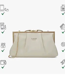 Lavie Luxe Women's Pleato 2-Compartment Frame Cross Body Sling Bag | Ladies Purse Handbag | Gift for Women