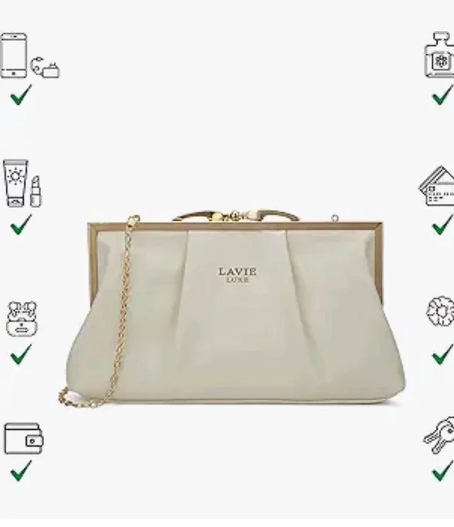 Lavie Luxe Women's Pleato 2-Compartment Frame Cross Body Sling Bag | Ladies Purse Handbag | Gift for Women
