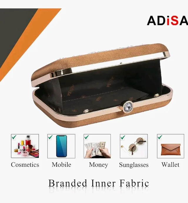 ADISA Beaded formal party clutch with gold chain for women and girls (CL108)