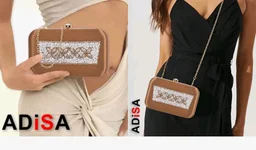 ADISA Beaded formal party clutch with gold chain for women and girls (CL108)