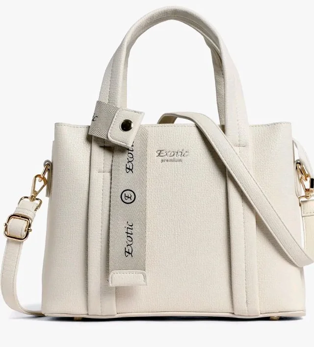 EXOTIC® Premium Ivory Chic Edition Urban Luxe Hand & Sling Bag for Women | Stylish PU Leather Tote with Spacious Compartments & Detachable Strap