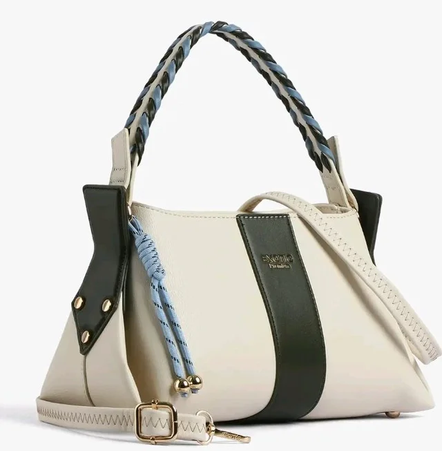 EXOTIC Noiré Twist Structured Handbag with Braided Handle & Multi-Compartment Design