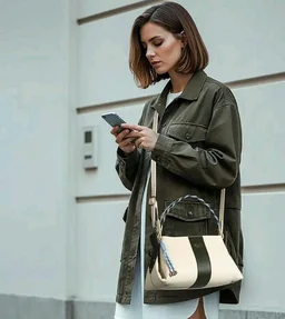 EXOTIC Noiré Twist Structured Handbag with Braided Handle & Multi-Compartment Design