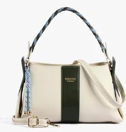 EXOTIC Noiré Twist Structured Handbag with Braided Handle & Multi-Compartment Design