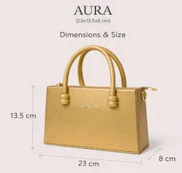 KUNCHI AURA Structured Top Handle Satchel Handbag for Women | Premium PU Leather | Elegant Office & Party Bag