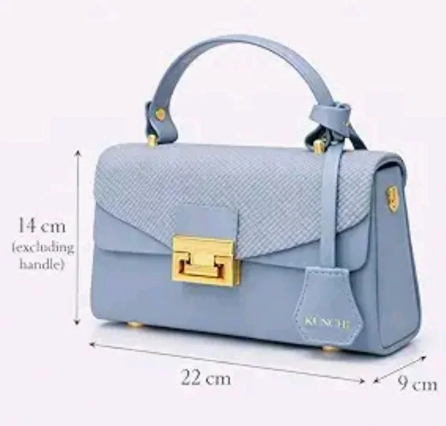 KUNCHI CREST Women’s Structured Handbag with Sling Strap | Premium Textured Flap Bag | Elegant Designer Purse for Party, Wedding & Office