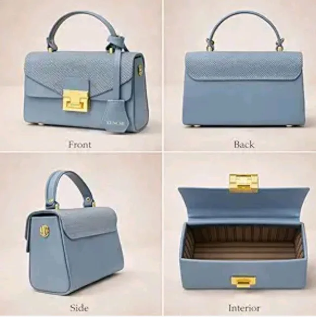 KUNCHI CREST Women’s Structured Handbag with Sling Strap | Premium Textured Flap Bag | Elegant Designer Purse for Party, Wedding & Office