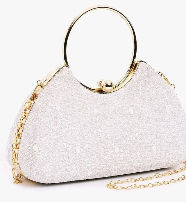 INOVERA (LABEL) Hand Clutches for Women and Girls - Stylish Ladies Party Wedding Clutch Purse with Ring Handle and Chain Strap