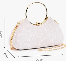 INOVERA (LABEL) Hand Clutches for Women and Girls - Stylish Ladies Party Wedding Clutch Purse with Ring Handle and Chain Strap