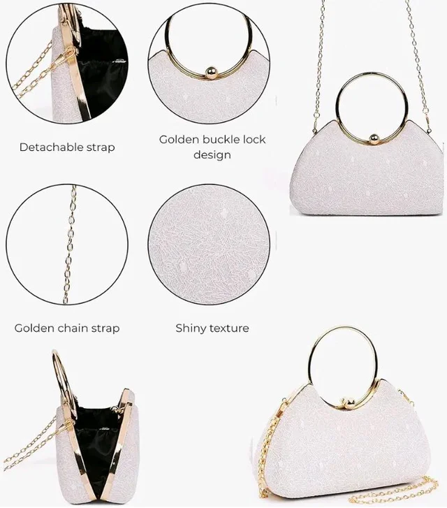 INOVERA (LABEL) Hand Clutches for Women and Girls - Stylish Ladies Party Wedding Clutch Purse with Ring Handle and Chain Strap
