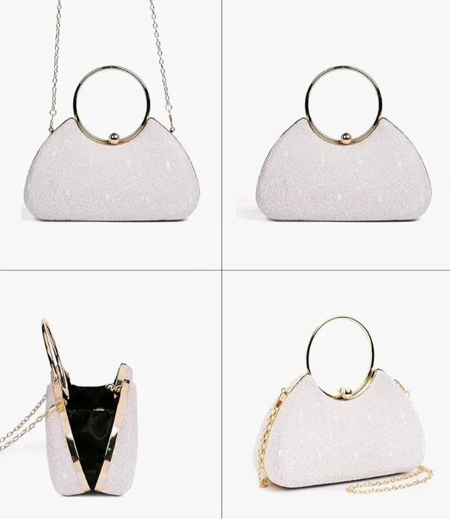 INOVERA (LABEL) Hand Clutches for Women and Girls - Stylish Ladies Party Wedding Clutch Purse with Ring Handle and Chain Strap