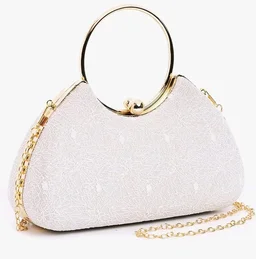 INOVERA (LABEL) Hand Clutches for Women and Girls - Stylish Ladies Party Wedding Clutch Purse with Ring Handle and Chain Strap