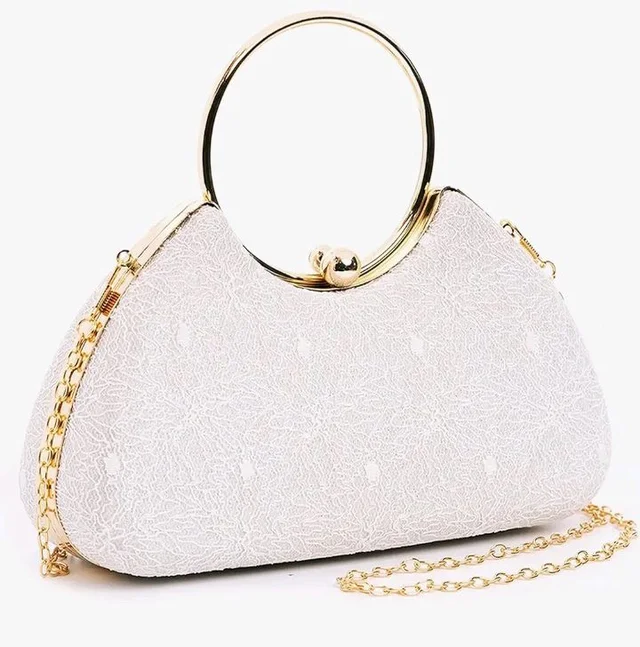 INOVERA (LABEL) Hand Clutches for Women and Girls - Stylish Ladies Party Wedding Clutch Purse with Ring Handle and Chain Strap