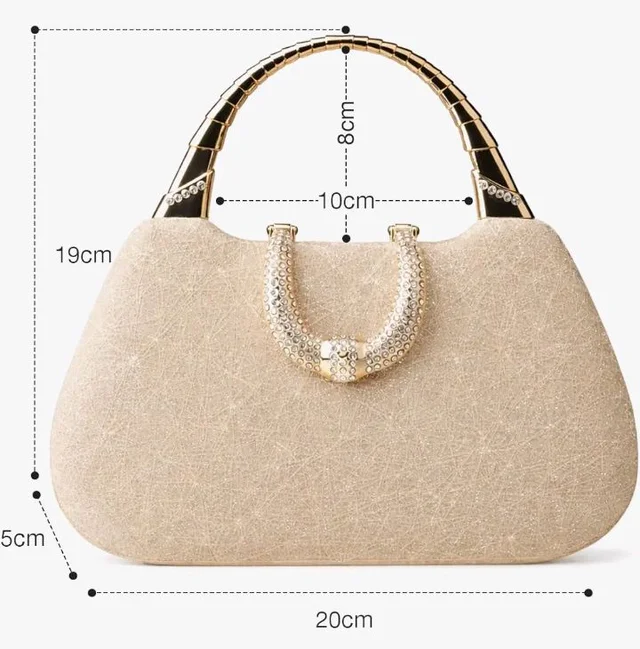 Lyrovo Clutch Purse for Women – Wedding & Bridal Clutch Bag with Chain Strap and Metal Handle, Ladies Evening Handbag
