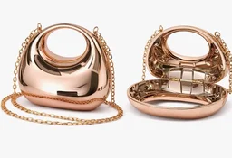 BLUSHARK Metallic Dome Clutch Sling Bag | Stylish Rose Gold Evening Clutch | Mirror Finish with Detachable Gold Chain Strap | Fashionable sling Bag for Girls & Women | Perfect for Party & Weddings