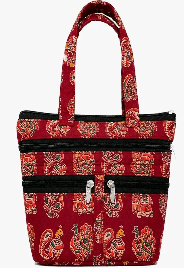 Handcrafted Cotton Handbag for Women Grey Top Handle Purse for Daily Use
Made with Authentic Ajrakh Fabric
