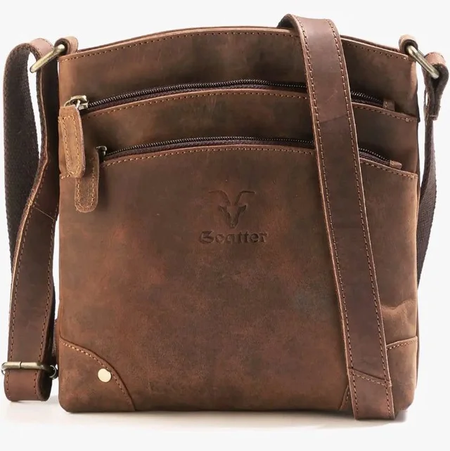 Goatter Genuine Leather 9.5" Inch Sling Cross-BodyBag for Girls And Women,