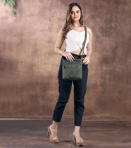 Goatter Genuine Leather 9.5" Inch Sling Cross-BodyBag for Girls And Women,
