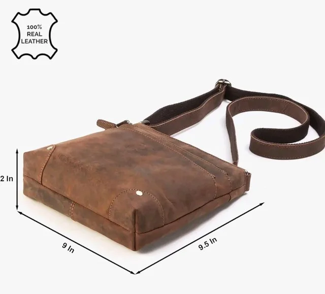 Goatter Genuine Leather 9.5" Inch Sling Cross-BodyBag for Girls And Women,