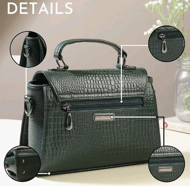 store
4.2 out of 5 stars 105
Steve Jhonson Genuine Leather Croc Style Hand Design Women Sling Shoulder Handbag Satchel ToteBag | Double Handle - Sling Belt - Metal Logo Embossed |