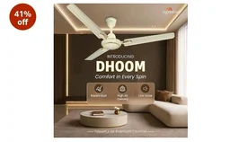 RR Signature Dhoom 1200MM Star-rated BEE Certified Energy Efficient 52-Watt High Speed Ceiling Fan For Home (Ivory), 2 Year Warranty