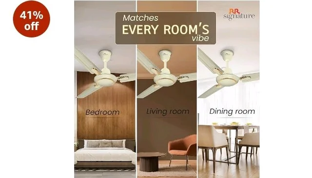 RR Signature Dhoom 1200MM Star-rated BEE Certified Energy Efficient 52-Watt High Speed Ceiling Fan For Home (Ivory), 2 Year Warranty