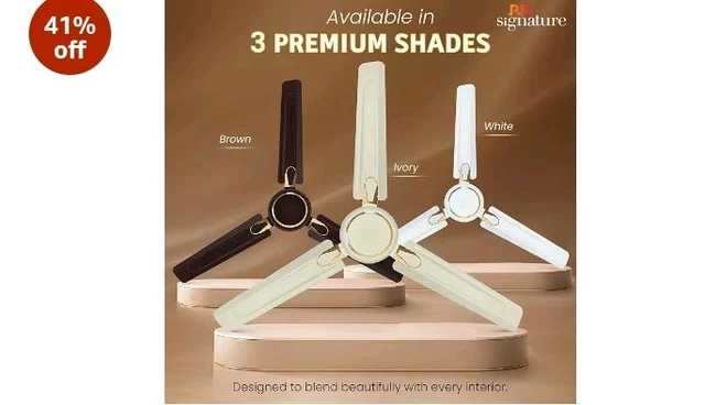 RR Signature Dhoom 1200MM Star-rated BEE Certified Energy Efficient 52-Watt High Speed Ceiling Fan For Home (Ivory), 2 Year Warranty