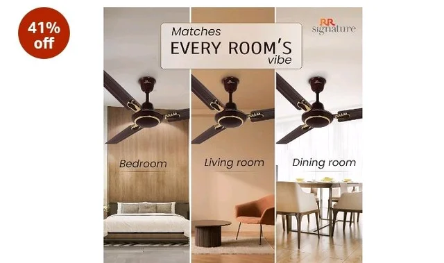 RR Signature Dhoom 1200MM Star-rated BEE Certified Energy Efficient 52-Watt High Speed Ceiling Fan For Home (Brown), 2 Year Warranty