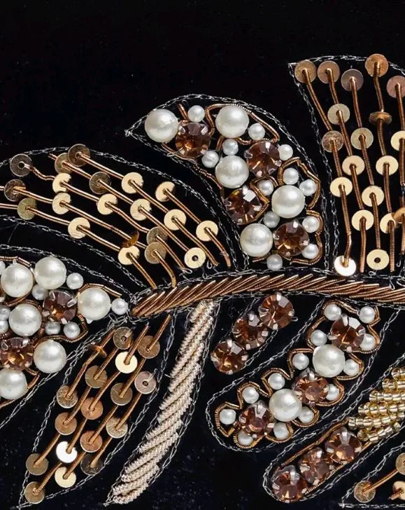 THE TAN CLAN Afrah Hand Embroidered Leaf Clutches Purse Luxury Evening HandBags for Women