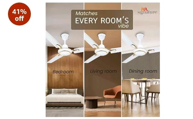 RR Signature Dhoom 1200MM Star-rated BEE Certified Energy Efficient 52-Watt High Speed Ceiling Fan For Home (White), 2 Year Warranty