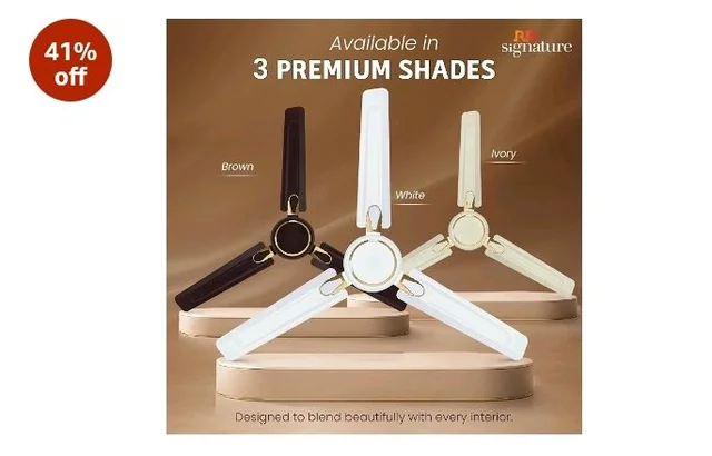 RR Signature Dhoom 1200MM Star-rated BEE Certified Energy Efficient 52-Watt High Speed Ceiling Fan For Home (White), 2 Year Warranty