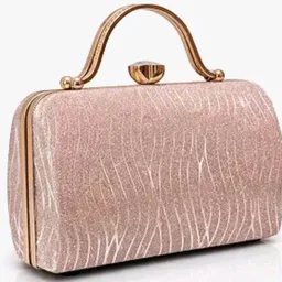 Glitter Box Clutch Bag for Women, Rose Gold
Metal Top Handle, Wave Pattern, Kiss-Lock Closure, Evening Handbag, Rose Gold Hardware