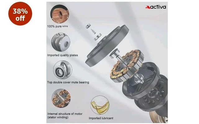 ACTIVA Apsara 1200mm Ceiling Fan, 390 RPM High Speed Air Delivery, BEE Approved One Star Rating, Aerodynamic Large Sweep Blade, 60 Watt Motor, 2 Years Warranty (Smoke Brown)