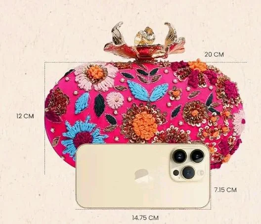 THE TAN CLAN Flora Resham Hand Embroidered Clutches Purse Luxury Evening HandBags for Women
