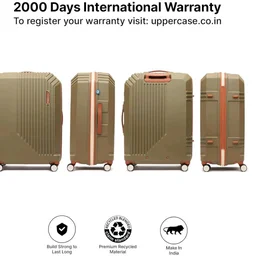 uppercase Vector Trolley Bag Large Size 75cm, Hardsided Suitcase (Brown)
Anti-Theft Zippers | 8 Smooth-Rolling Spinner Wheels | TSA-Approved Lock | 5.5 Years Warranty | Durable Polycarbonate Shell
50+ bought in past month