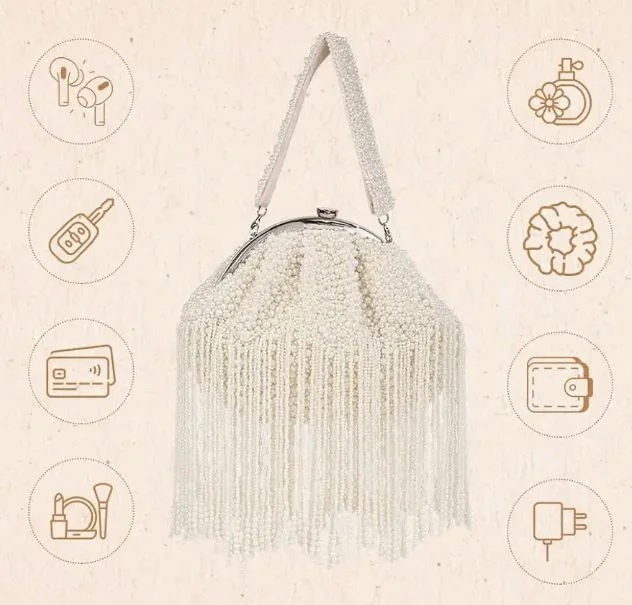 THE TAN CLAN Ava Pearl Batua Bag for women Purses Luxury Evening Handbags for ladies with Magnetic Closure