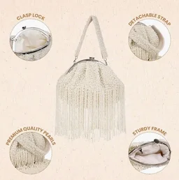 THE TAN CLAN Ava Pearl Batua Bag for women Purses Luxury Evening Handbags for ladies with Magnetic Closure
