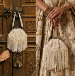 THE TAN CLAN Ava Pearl Batua Bag for women Purses Luxury Evening Handbags for ladies with Magnetic Closure