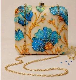 NOVA TRENDS Multicolour Printed Clutch Bag for Women - Handmade Evening Handbag - Trendy Box Sling Purse with Detachable Chain Strap - Gift for Her - Gift for Girl