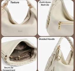 EXOTIC Luna Braided Sling Bag for Women | Soft Structured Hobo Bag | Adjustable Strap | Multi Pocket | Elegant Everyday Purse