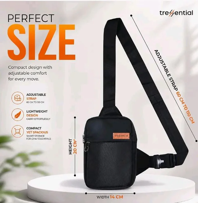 Tressential Black Cross-Body Bag with Adjustable Strap for Men Women | Sling Bag for Travel, Sports, Camping, Hiking (Small, Black)
50+ bought in past month