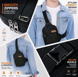 Tressential Black Cross-Body Bag with Adjustable Strap for Men Women | Sling Bag for Travel, Sports, Camping, Hiking (Small, Black)
50+ bought in past month
