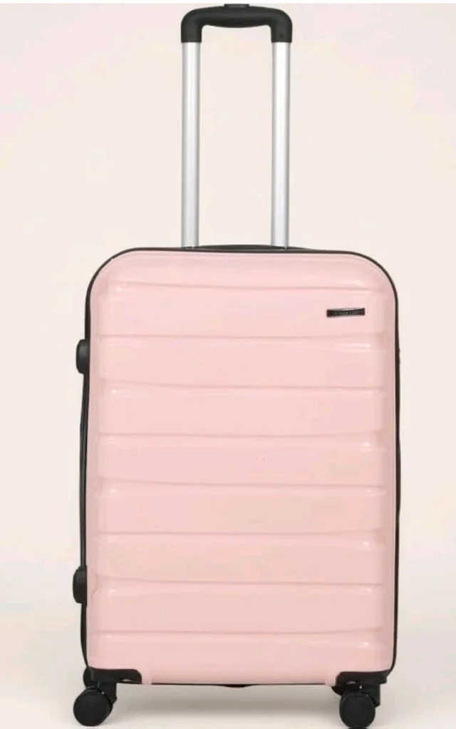 Teakwood Medium Cabin Size 8 Wheels Trolley Bag, Hard Cabin with Zipper Closure, Adjustable Push Button & Cross Side Strap, TSA Lock System 360 Degree (Medium, Rose)
