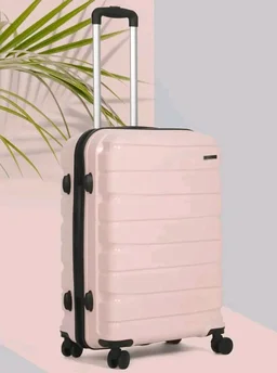 Teakwood Medium Cabin Size 8 Wheels Trolley Bag, Hard Cabin with Zipper Closure, Adjustable Push Button & Cross Side Strap, TSA Lock System 360 Degree (Medium, Rose)