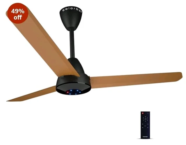 Colorbot Helix BLDC Ceiling Fans 1200mm | BEE 5 Star Rated Power Saver | AeroQuiet+ Technology | 370 RPM | Remote Control (Boost, Timer, LED, Reverse Mode) | 4 Years Warranty (Urban Oak)