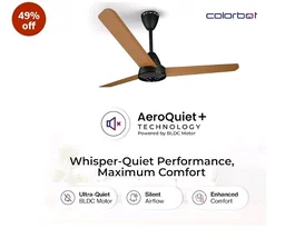 Colorbot Helix BLDC Ceiling Fans 1200mm | BEE 5 Star Rated Power Saver | AeroQuiet+ Technology | 370 RPM | Remote Control (Boost, Timer, LED, Reverse Mode) | 4 Years Warranty (Urban Oak)